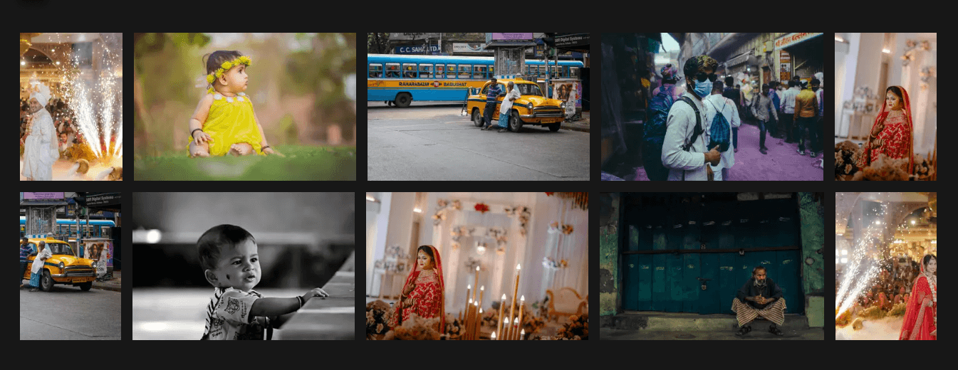 Preview of static image rows